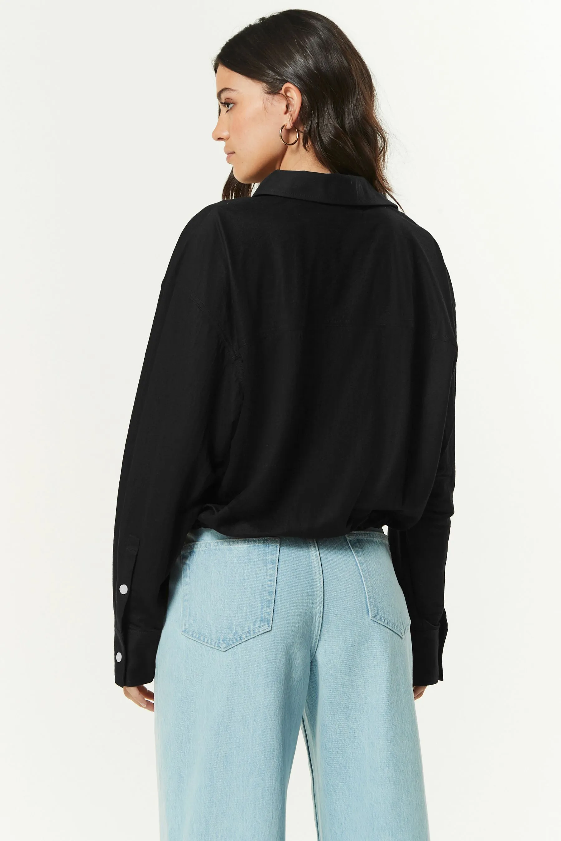 Camicia relaxed fit con orlo con coulisse    