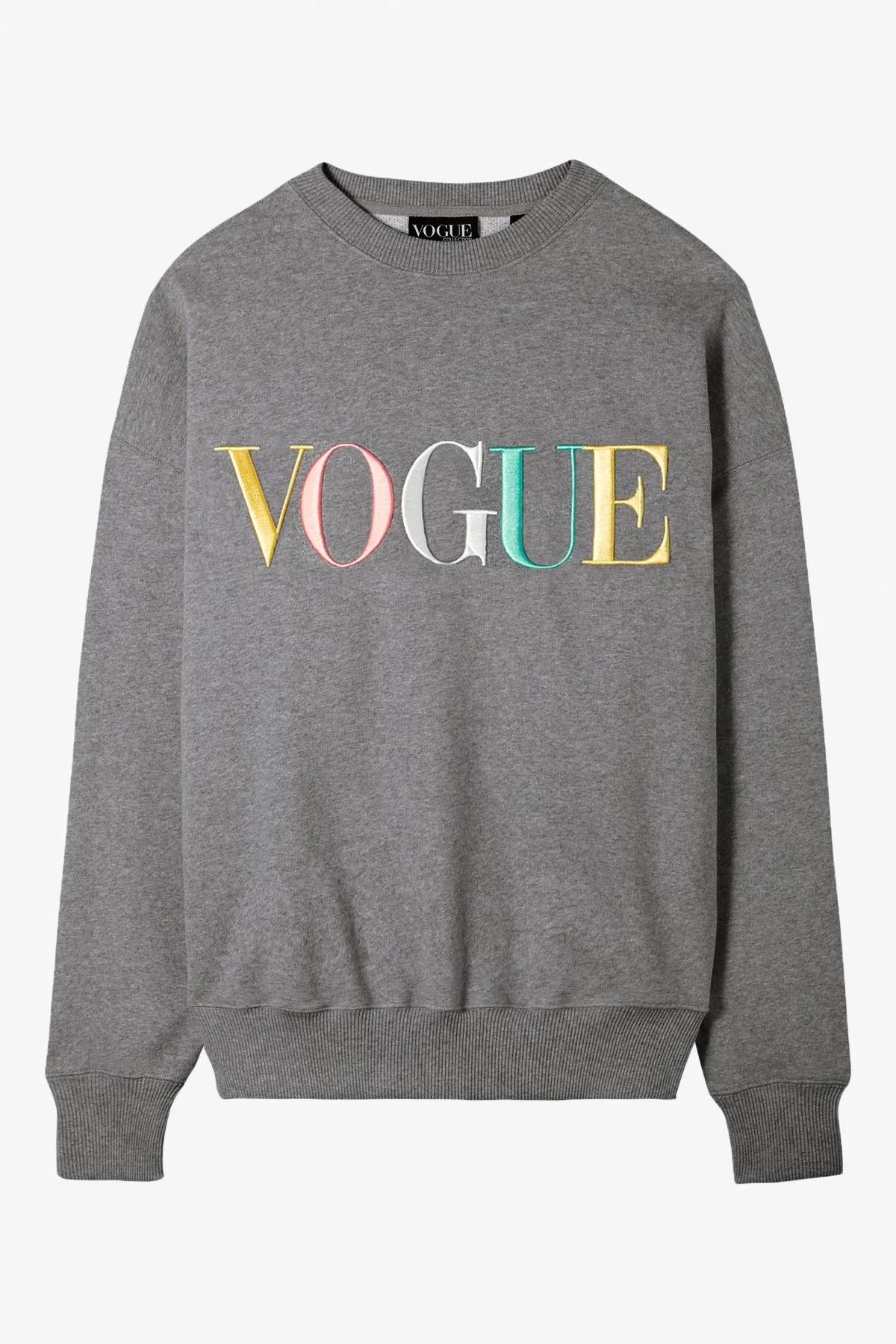 Felpa VOGUE grigia con logo ricamato arcobaleno-