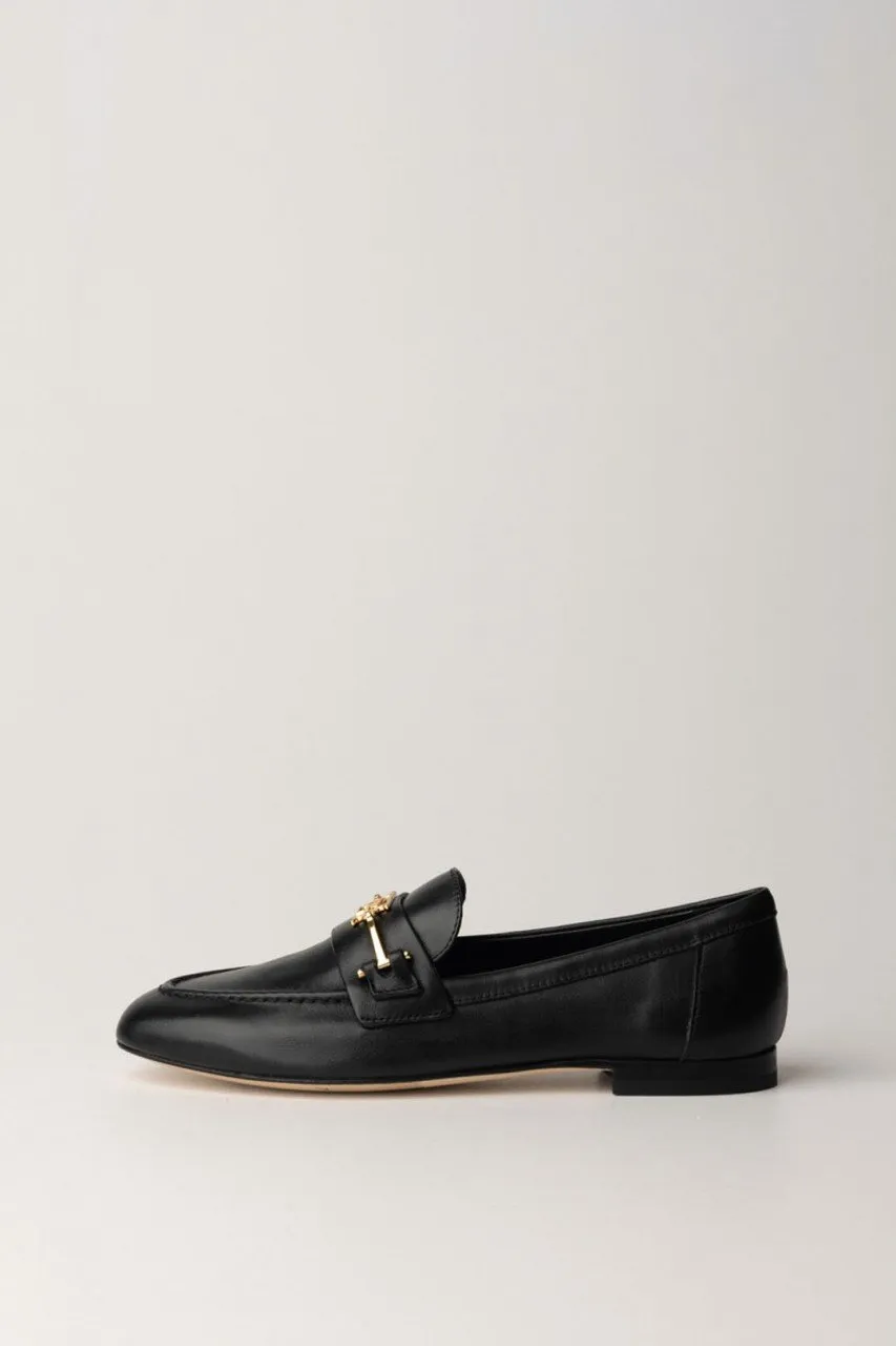 Mocassini in pelle con logo EF Nero